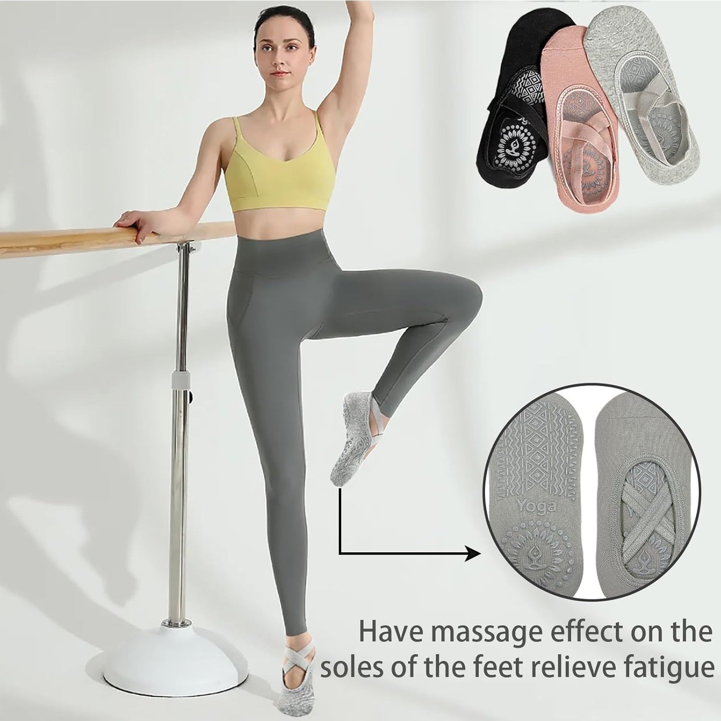 Yogasocken 3er-Set mit Anti-Rutsch-Noppen - Lieferansicht 5