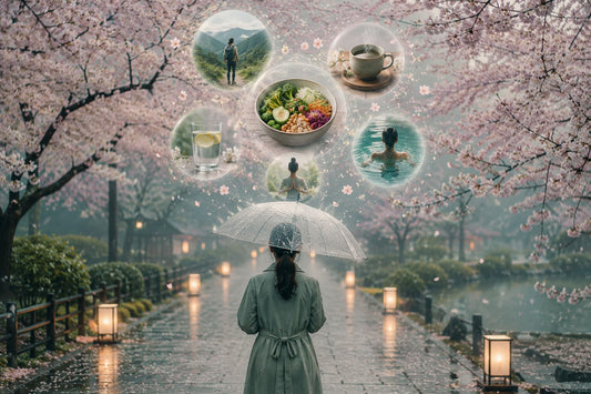 Japanische Kirschblüten-Allee als Symbol für gesunde Gewohnheiten und Hara Hachi Bu im Alltag