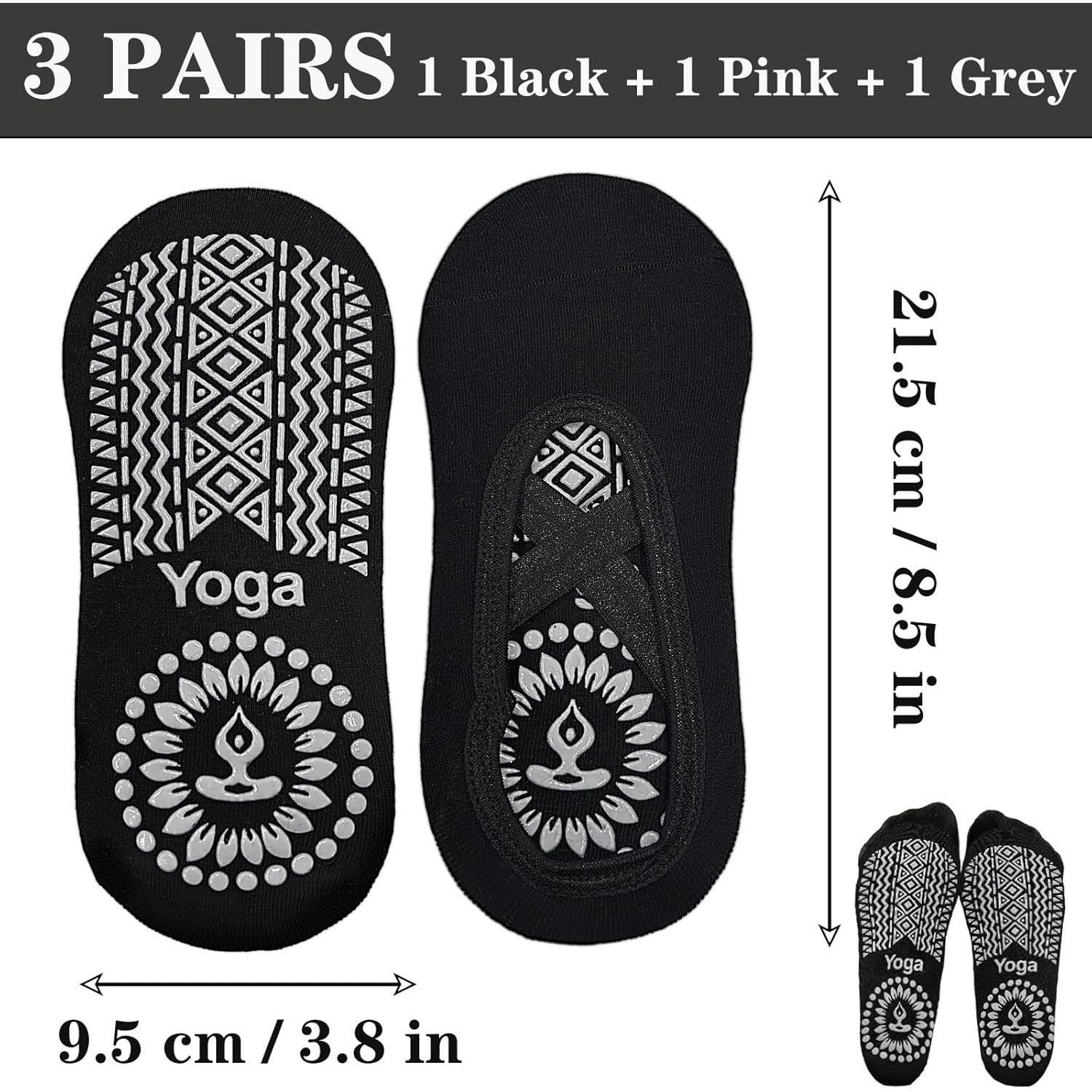 Yogasocken 3er-Set mit Anti-Rutsch-Noppen - Anwendungsbild 3