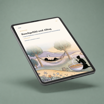 Der Schlaf-Code Teil 4 – Bauchgefühl und Alltag als digitales Anno26-Workbook auf einem Tablet