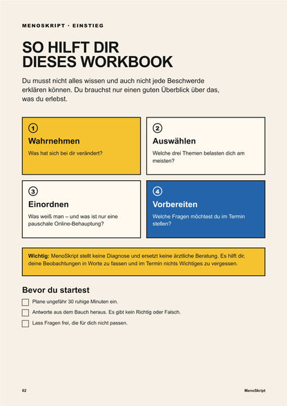 MenoSkript – so hilft dir das 7-seitige Workbook