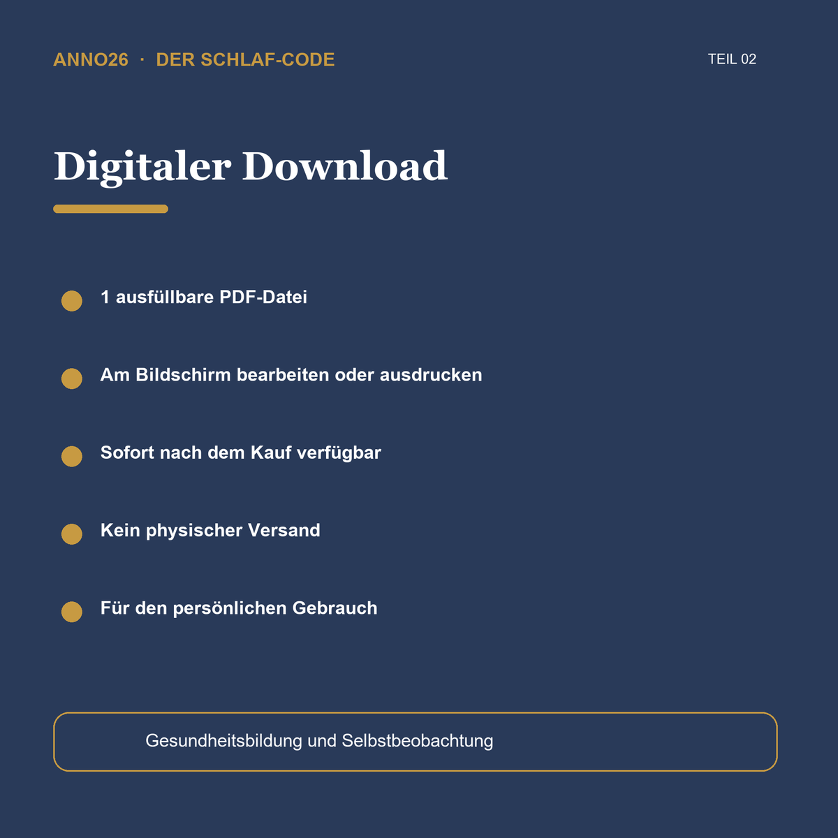 Digitaler Download von Schlaf-Code Teil 2 – Licht und Rhythmus: ausfüllbare und ausdruckbare PDF