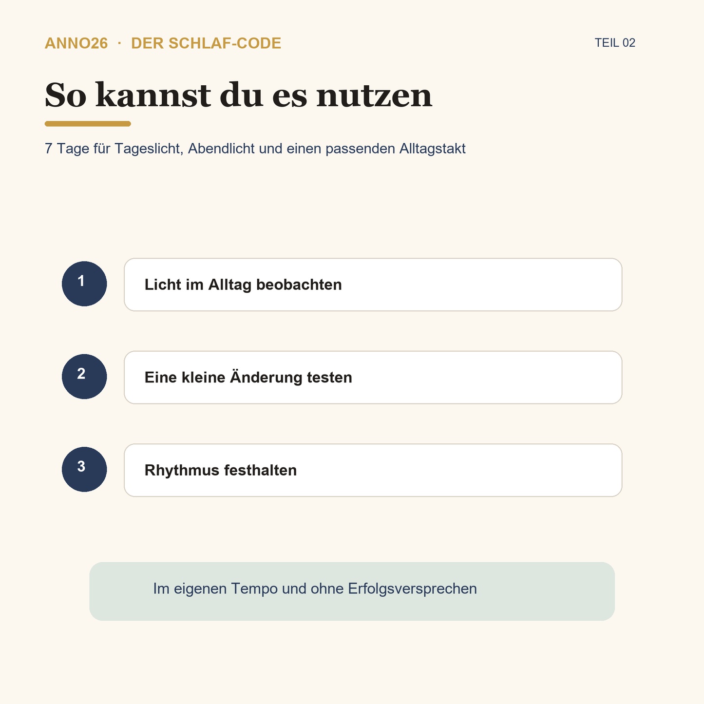 Anwendung des Schlaf-Code Teil 2 Workbooks