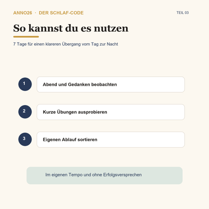 Anwendung des Schlaf-Code Teil 3 Workbooks