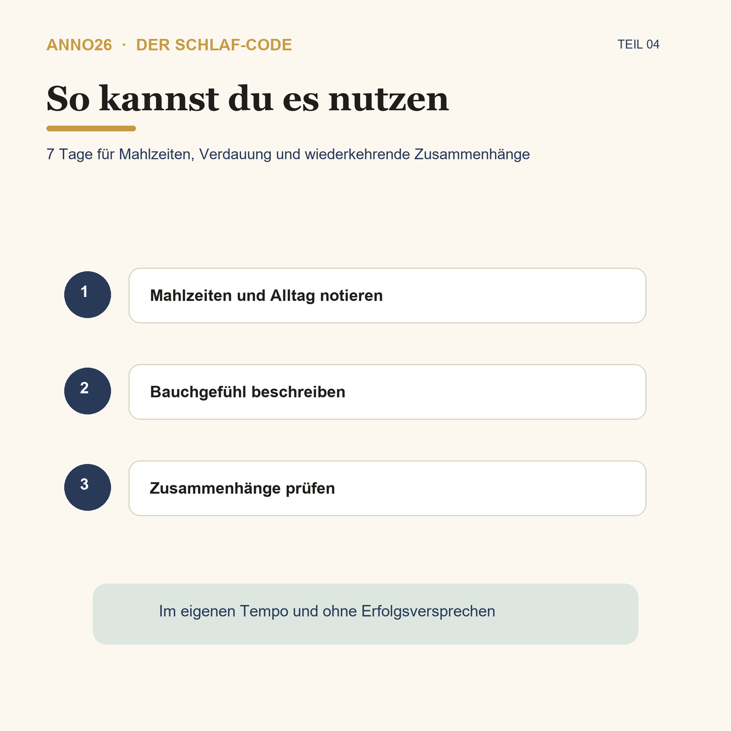 Anwendung des Schlaf-Code Teil 4 Workbooks