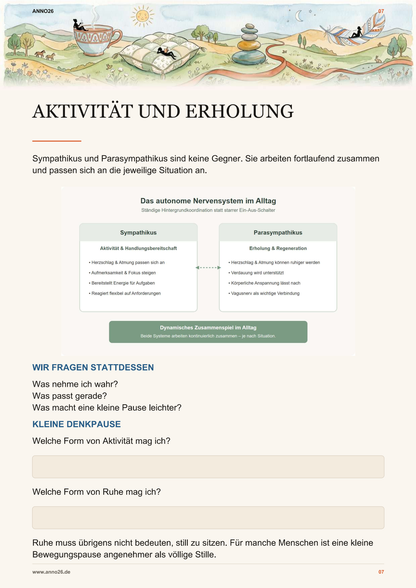 Innenseite des Vagusnerv Workbooks zu Aktivität und Erholung